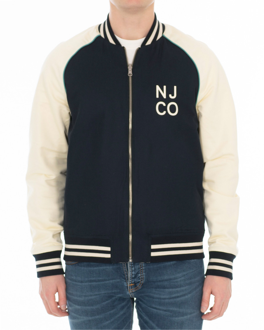 Hombres | Abrigos y chaquetas | Nudie Jeans | Mark Baseball Reversible Jacket White/Navy