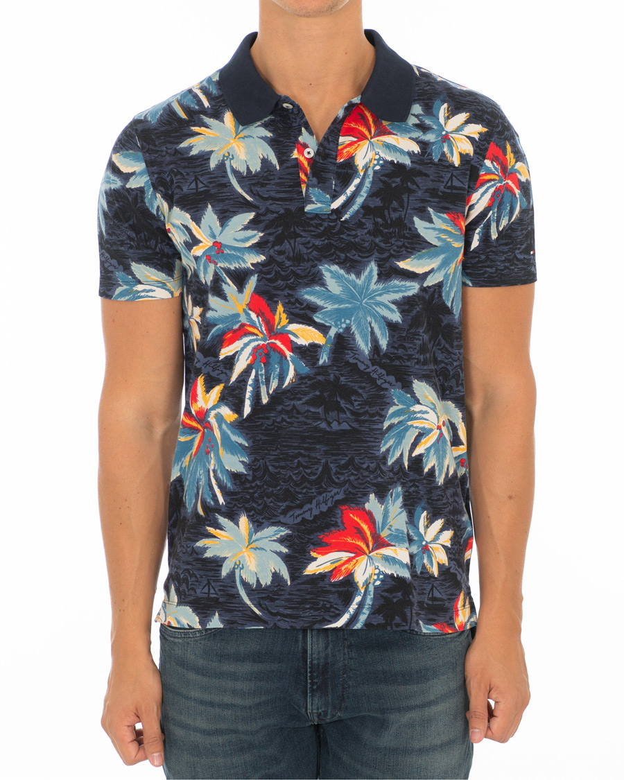 Hombres | Polos | Tommy Hilfiger | All Over Flower Print Polo Vintage Indigo