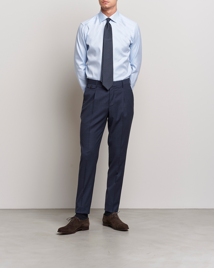 Hombres | Camisas | Eton | Slim Fit Textured Twill Shirt Blue