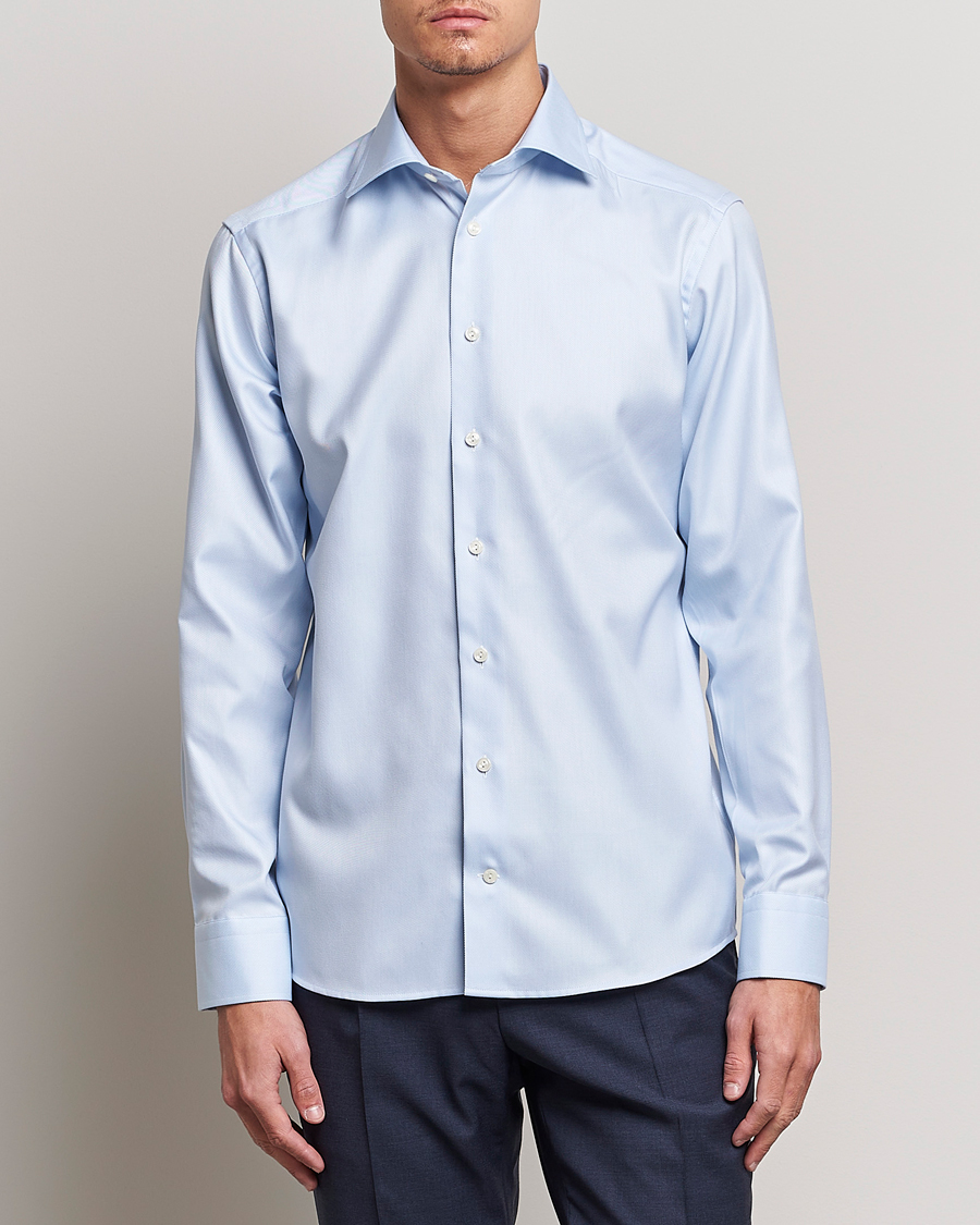 Hombres | Camisas | Eton | Slim Fit Textured Twill Shirt Blue