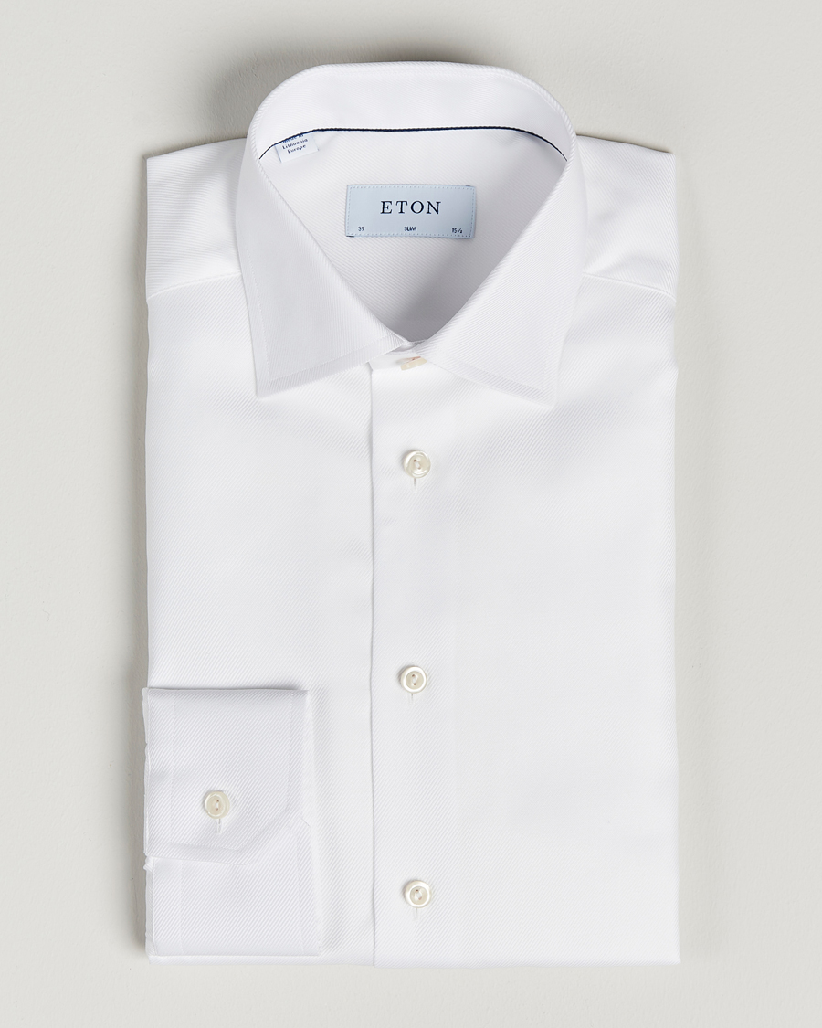 Hombres | Camisas | Eton | Slim Fit Textured Twill Shirt White