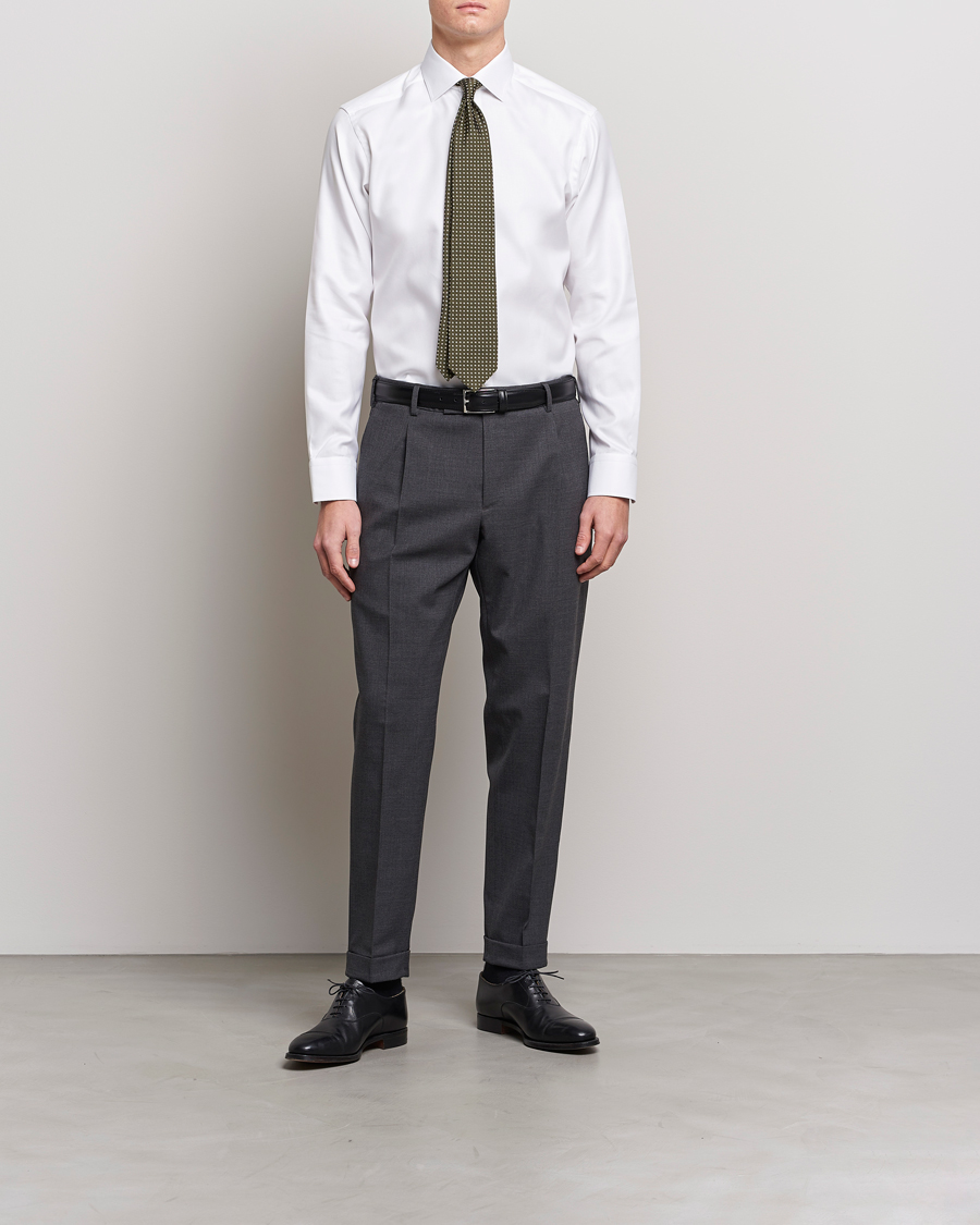 Hombres | Business & Beyond | Eton | Slim Fit Textured Twill Shirt White