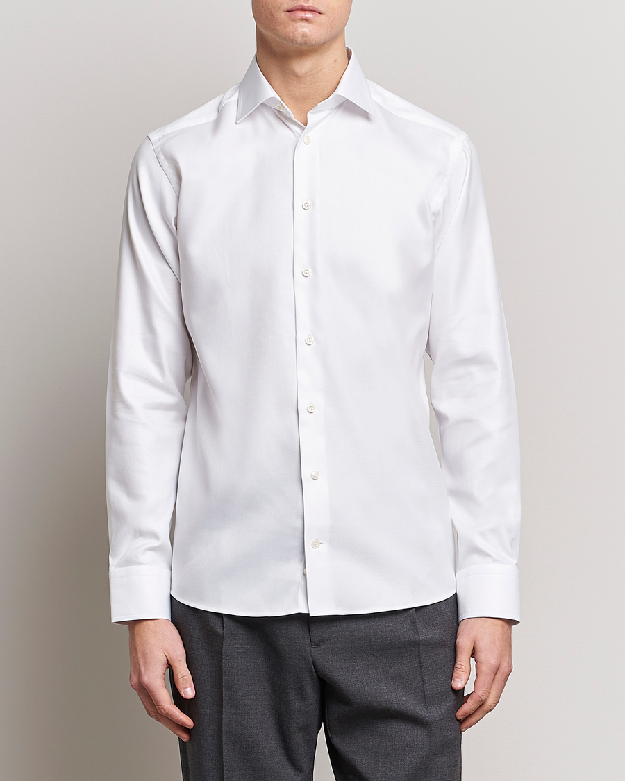 Hombres | Camisas | Eton | Slim Fit Textured Twill Shirt White