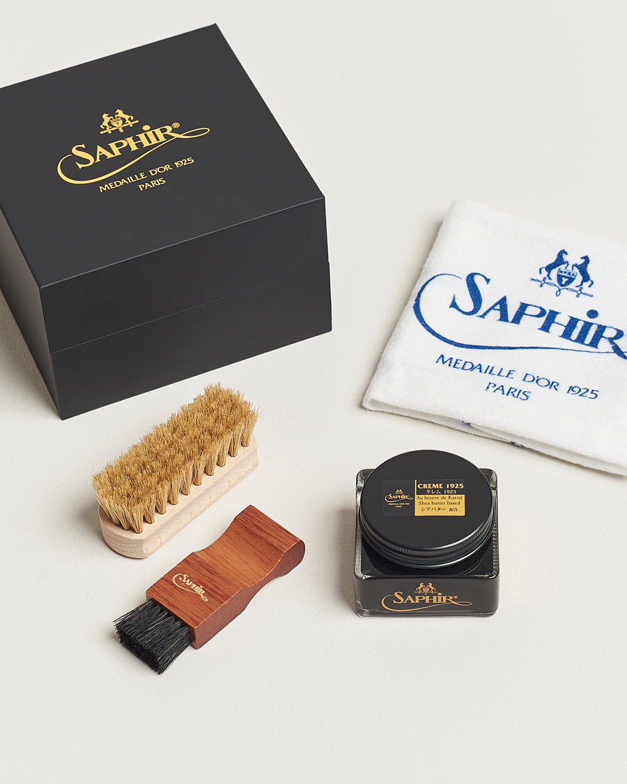 Men | Shoe Care Products | Saphir Medaille d\'Or | Gift Box Creme Pommadier Black & Brush