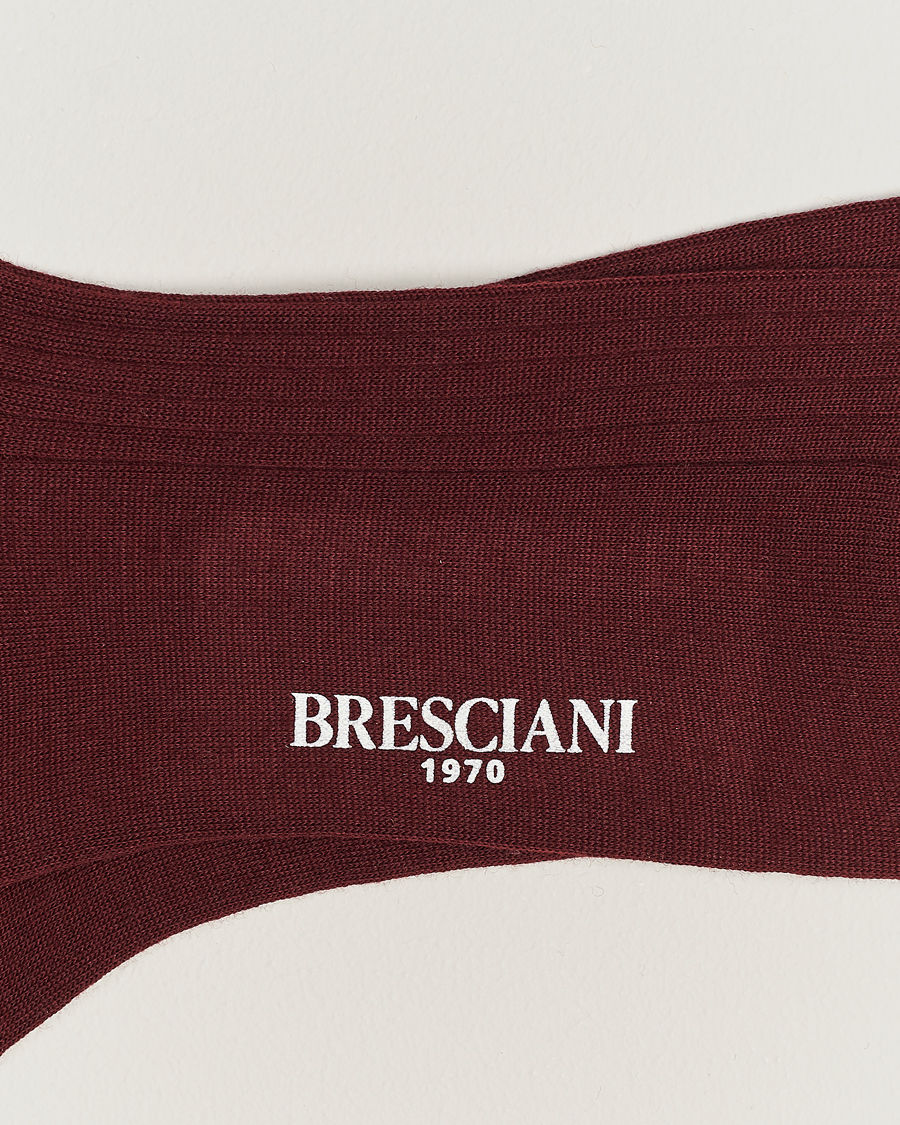 Hombres | Ropa interior y calcetines | Bresciani | Wool/Nylon Ribbed Short Socks Burgundy