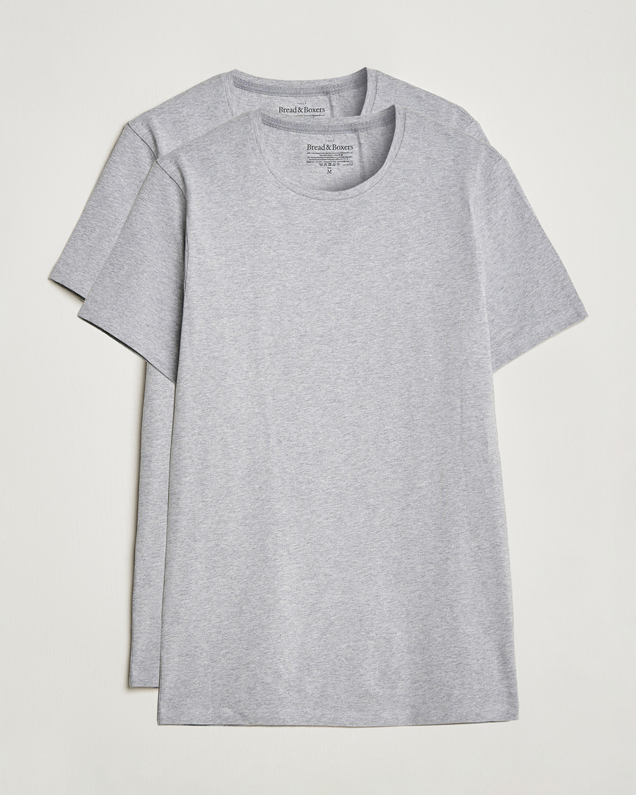 Hombres | Camisetas | Bread & Boxers | 2-Pack Crew Neck Tee Grey Melange