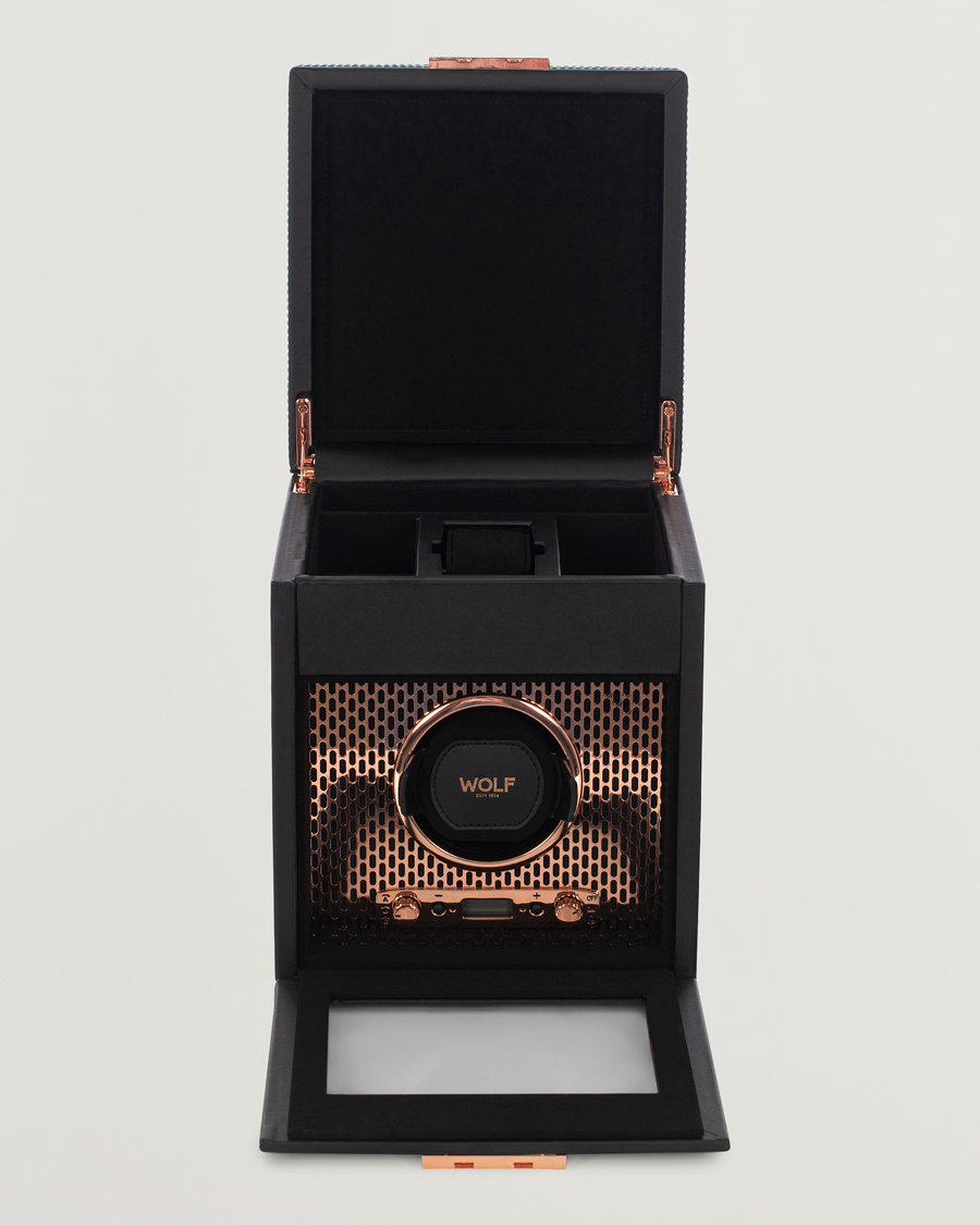 Hombres | Cajas para relojes y joyas | WOLF | Axis Single Winder with Storage Copper