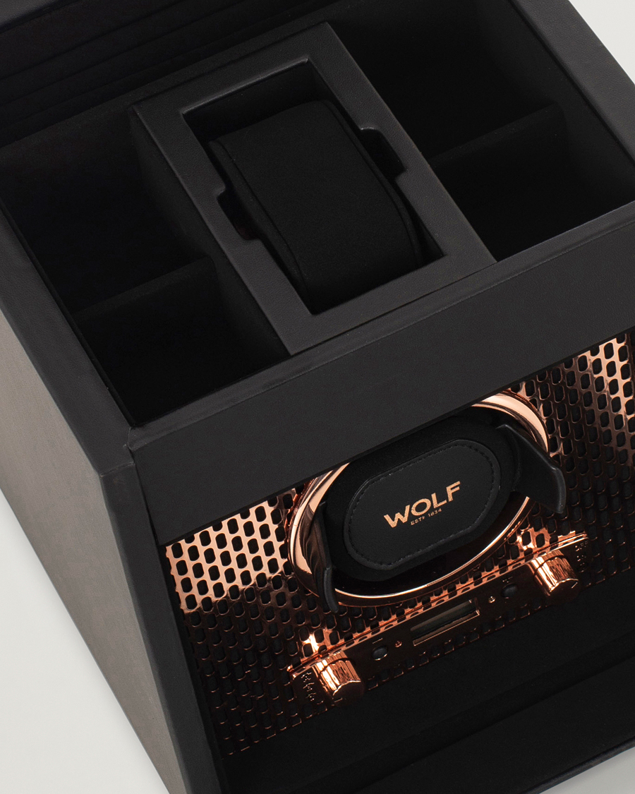 Hombres | Cajas para relojes y joyas | WOLF | Axis Single Winder with Storage Copper