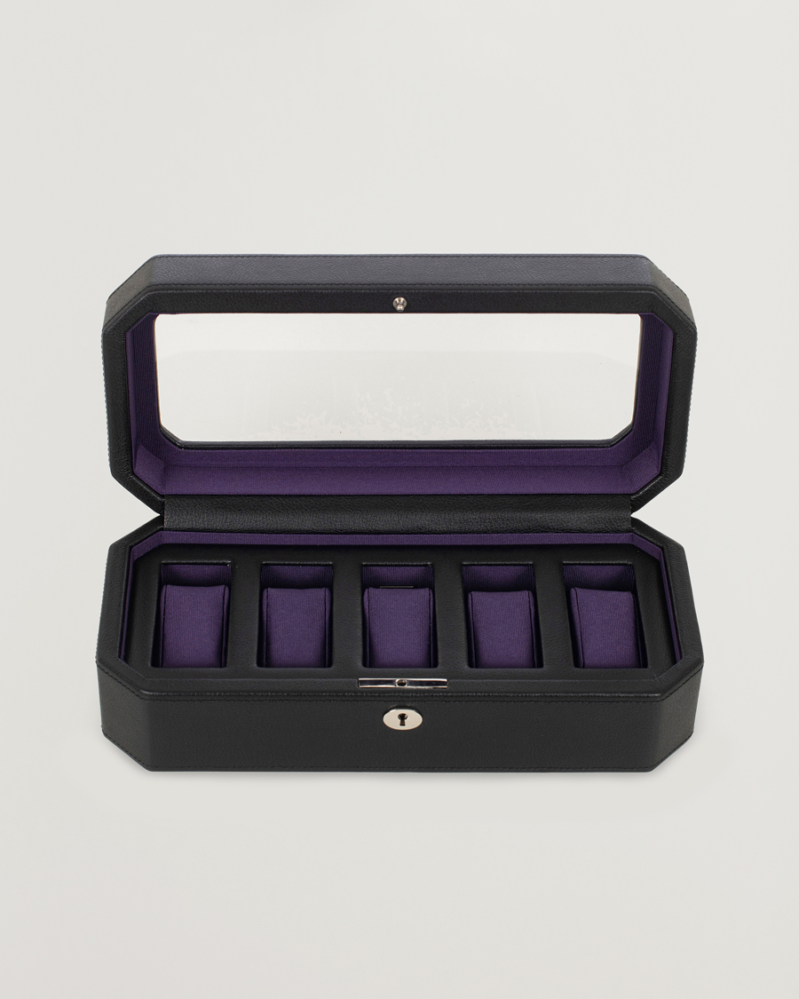 Hombres | Cajas para relojes y joyas | WOLF | Windsor 5 Piece Watch Box Black Purple