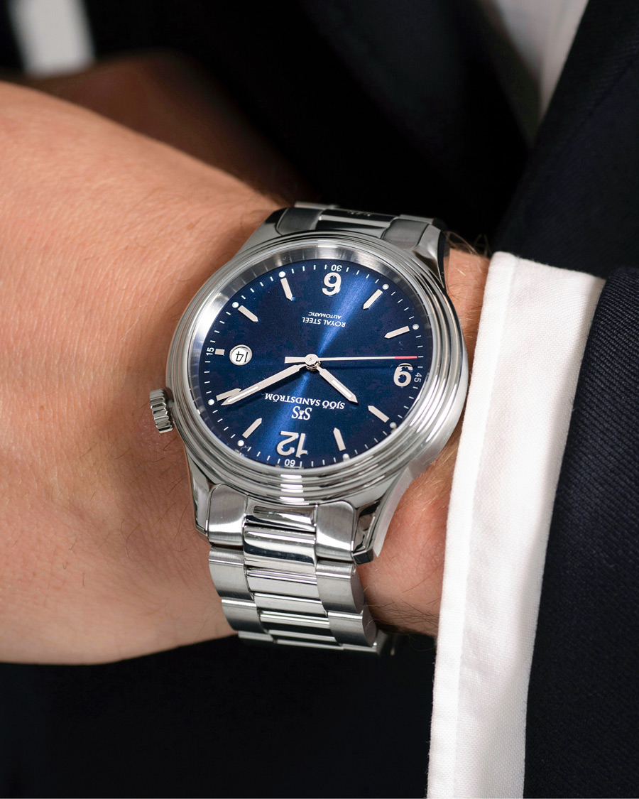Hombres | Fine watches | Sjöö Sandström | Royal Steel Classic 41mm Blue and Steel