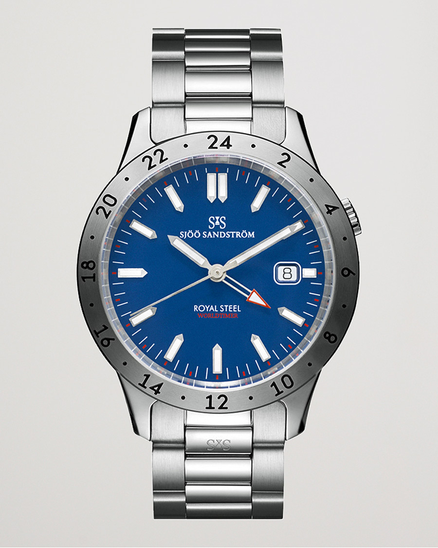 Hombres | Sjöö Sandström Royal Steel Worldtimer 41mm Blue with Steel | Sjöö Sandström | Royal Steel Worldtimer 41mm Blue with Steel