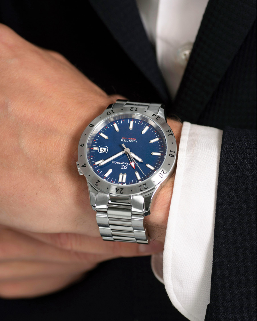 Hombres | Sjöö Sandström Royal Steel Worldtimer 41mm Blue with Steel | Sjöö Sandström | Royal Steel Worldtimer 41mm Blue with Steel
