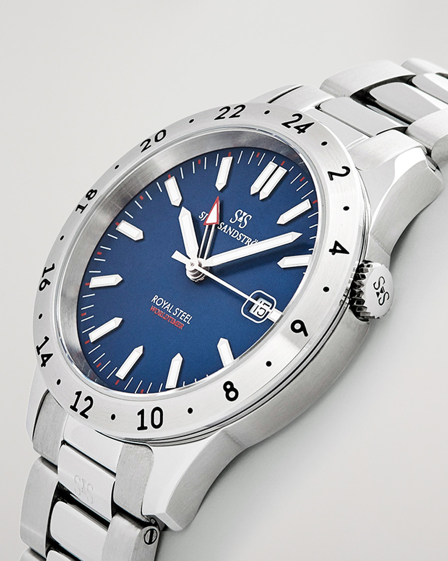 Hombres | Sjöö Sandström Royal Steel Worldtimer 41mm Blue with Steel | Sjöö Sandström | Royal Steel Worldtimer 41mm Blue with Steel
