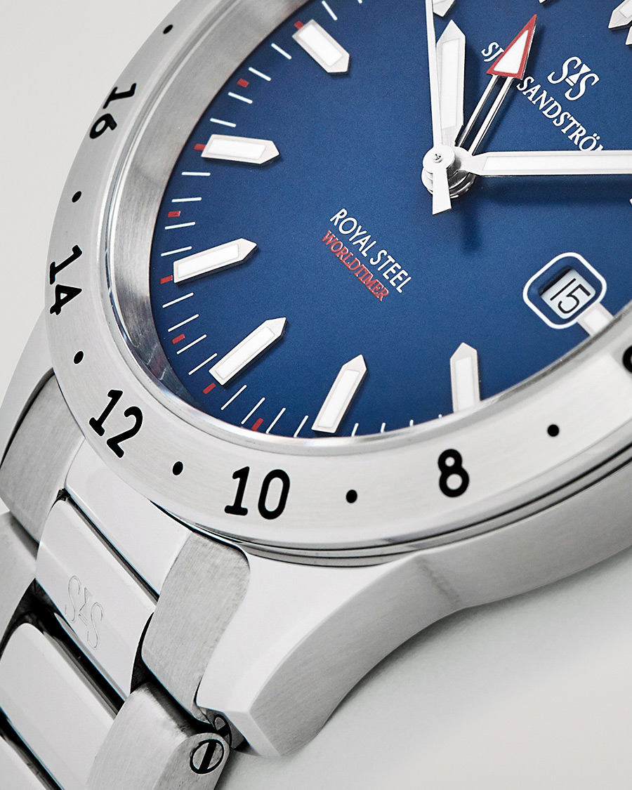 Hombres | Sjöö Sandström Royal Steel Worldtimer 41mm Blue with Steel | Sjöö Sandström | Royal Steel Worldtimer 41mm Blue with Steel