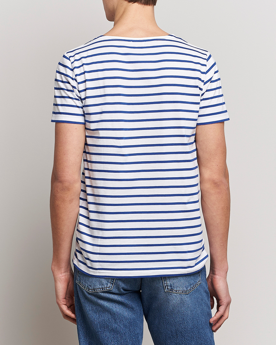 Hombres | Camisetas | Armor-lux | Hoëdic Boatneck Héritage Stripe T-shirt White/Blue