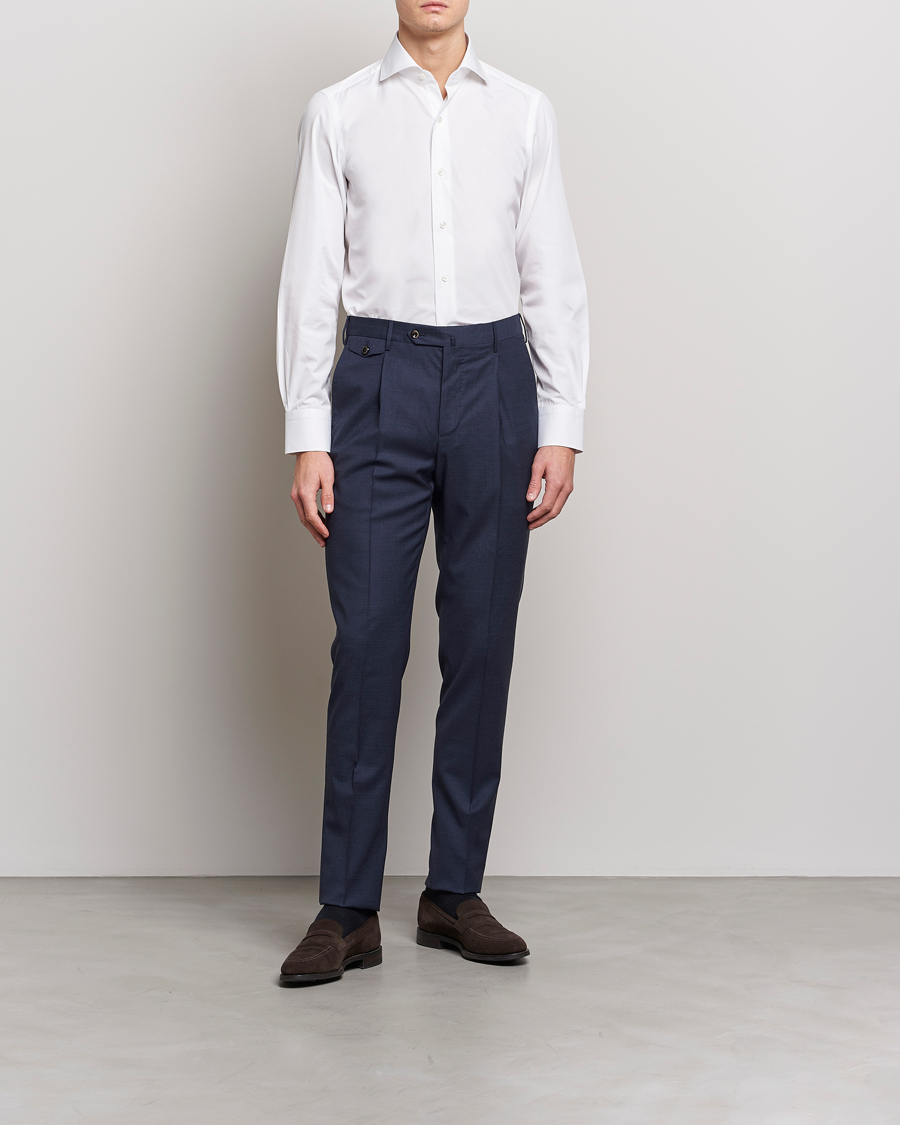 Hombres |  | Finamore Napoli | Milano Slim Fit Classic Shirt White