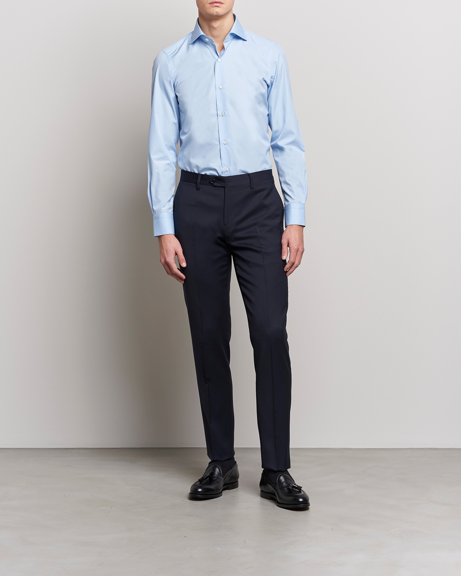 Hombres | Camisas | Finamore Napoli | Milano Slim Fit Classic Shirt Light Blue