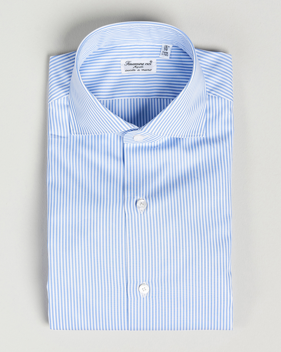 Hombres | Camisas | Finamore Napoli | Milano Slim Fit Classic Shirt Blue