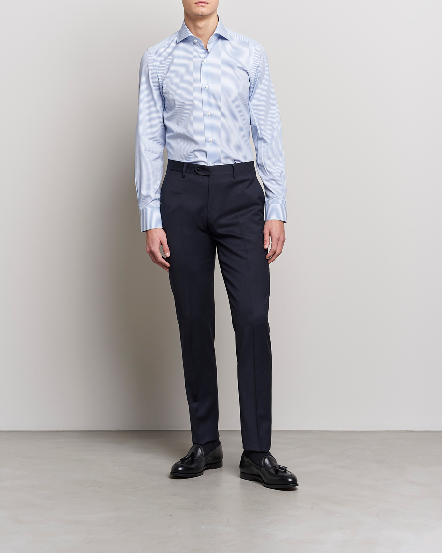 Hombres | Camisas | Finamore Napoli | Milano Slim Fit Classic Shirt Blue