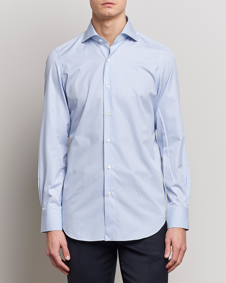 Hombres | Camisas | Finamore Napoli | Milano Slim Fit Classic Shirt Blue