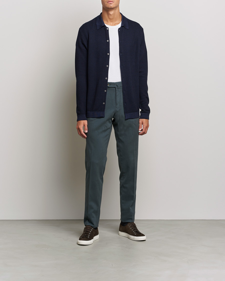 Hombres | Jerséis y prendas de punto | Altea | Herringbone Wool Shirt Navy