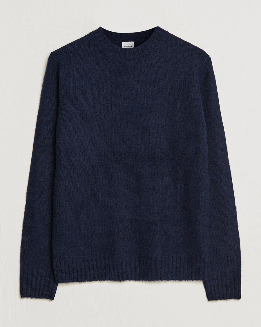 Hombres | Jerséis y prendas de punto | Aspesi | Brushed Shetland Sweater Navy