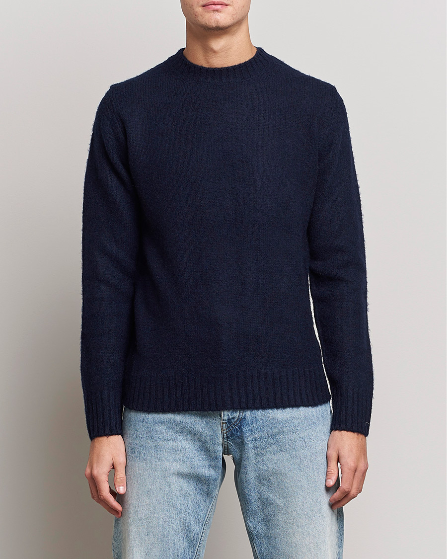 Hombres | Jerséis y prendas de punto | Aspesi | Brushed Shetland Sweater Navy