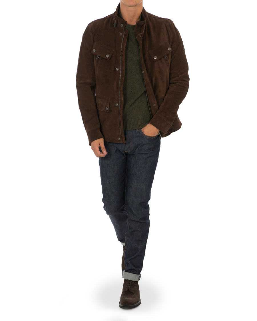 Hombres | Abrigos y chaquetas | Belstaff | Denesmere Suede Field Jacket Chocolate Brown