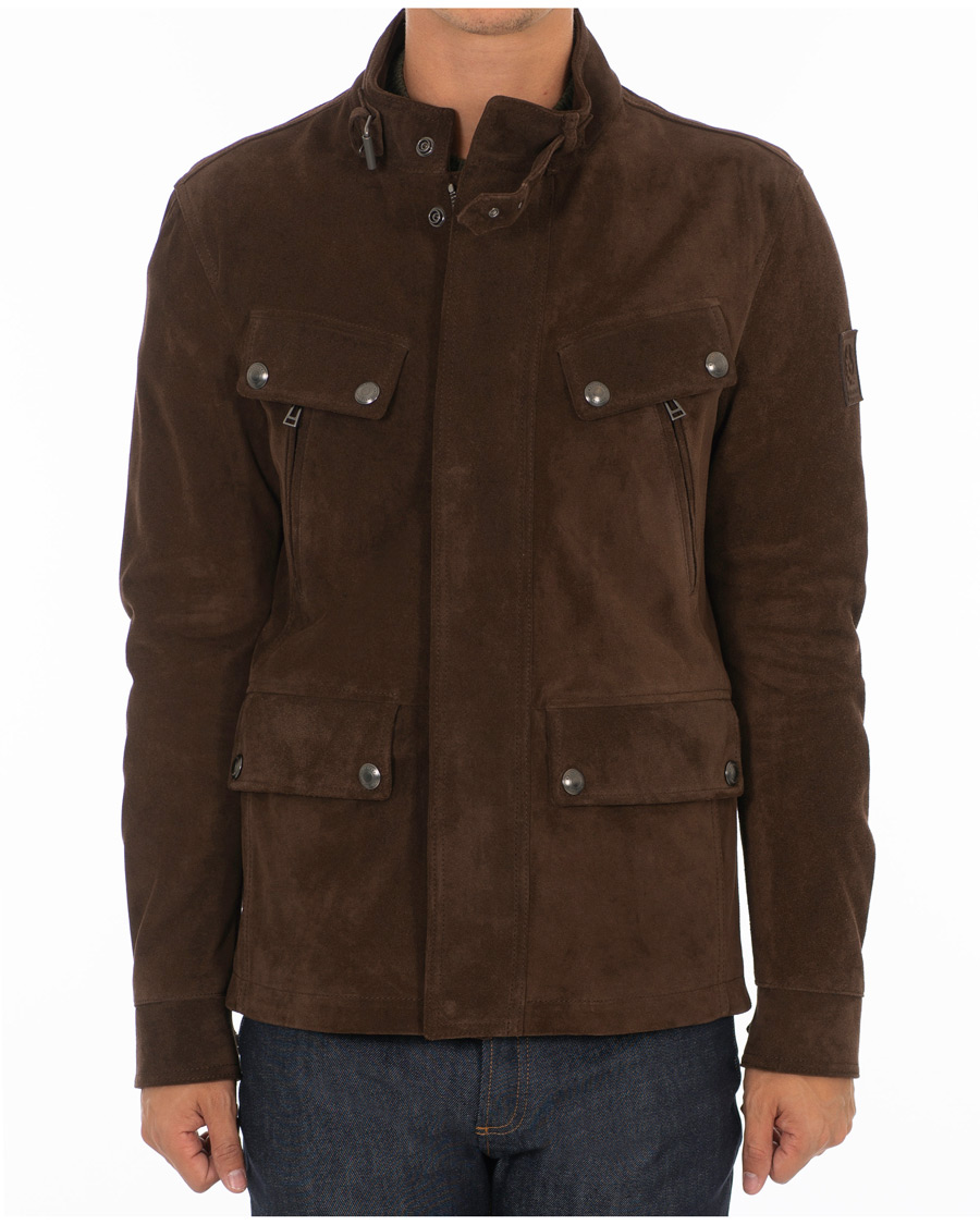 Hombres | Abrigos y chaquetas | Belstaff | Denesmere Suede Field Jacket Chocolate Brown