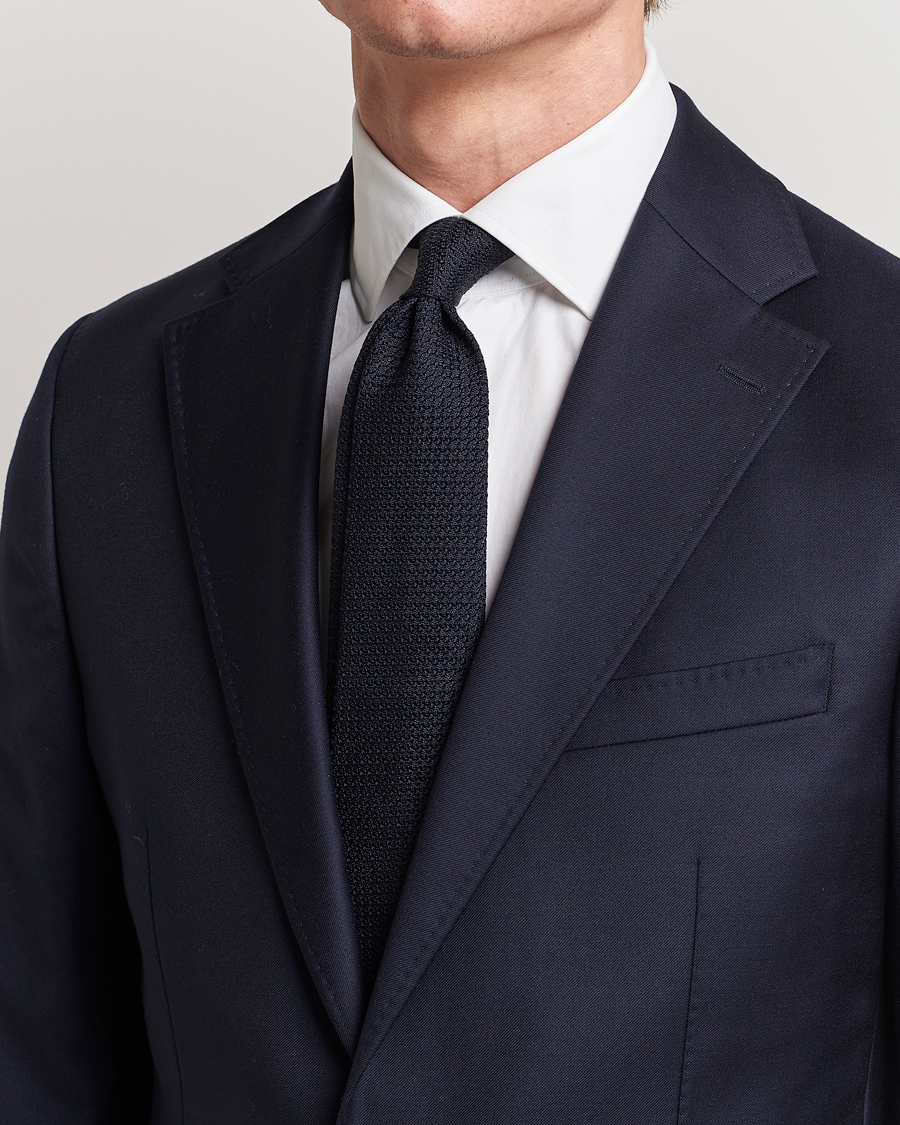 Hombres | Corbatas | Amanda Christensen | Silk Grenadine 8 cm Tie Navy
