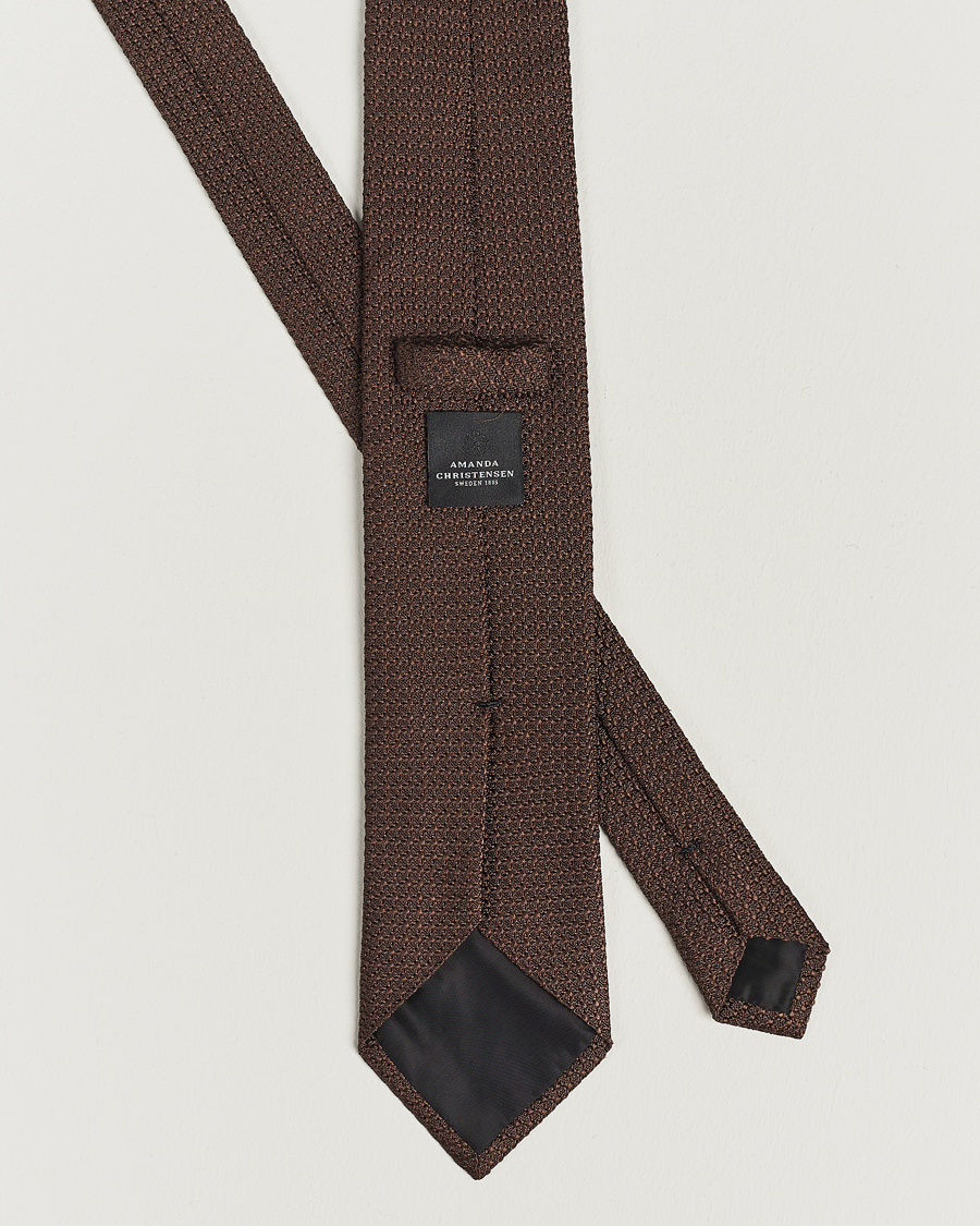 Hombres | Traje oscuro | Amanda Christensen | Silk Grenadine 8 cm Tie Brown