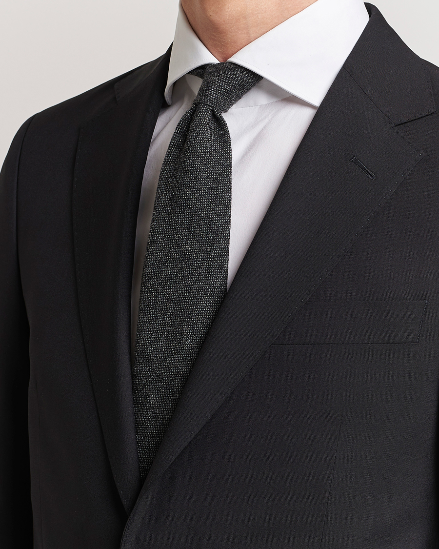 Hombres | Preppy Authentic | Drake's | Cashmere 8 cm Tie Grey/Black