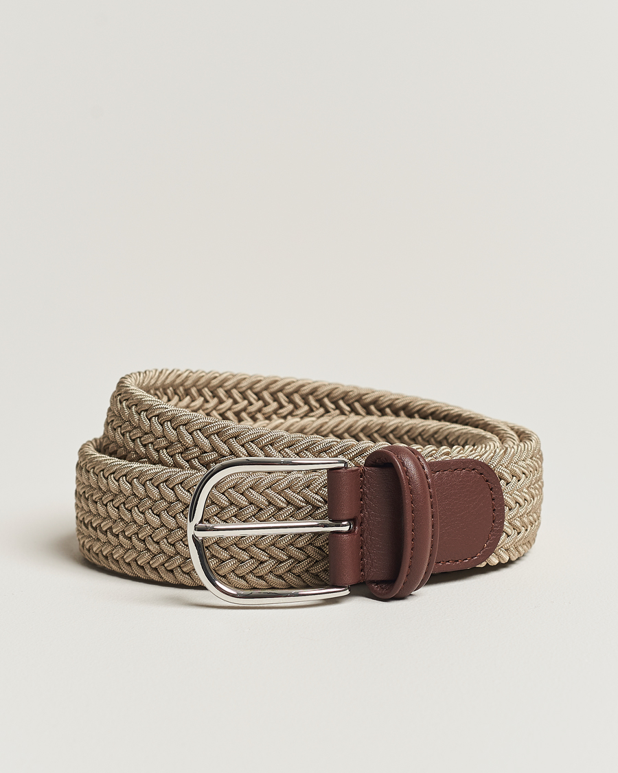 Hombres | Cinturones | Anderson's | Stretch Woven 3,5 cm Belt Beige