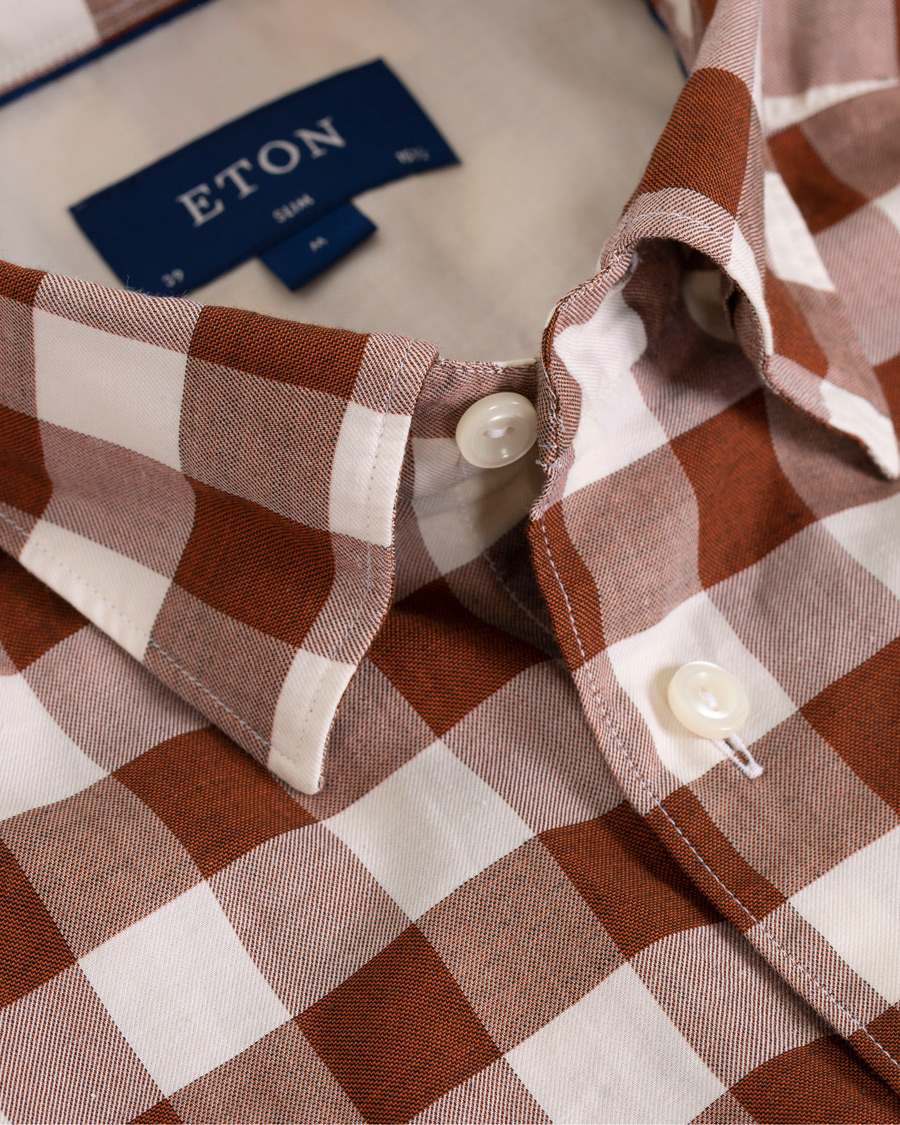 Hombres | Camisas | Eton | Slim Fit Twill Button Under Shirt Red/White