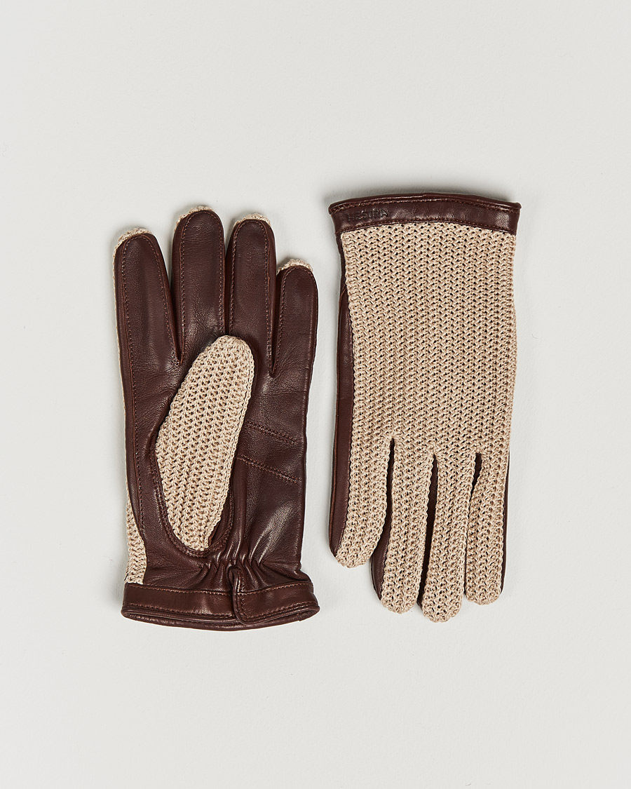 Hombres | Guantes | Hestra | Adam Crochet Wool Lined Glove Chestnut/Beige