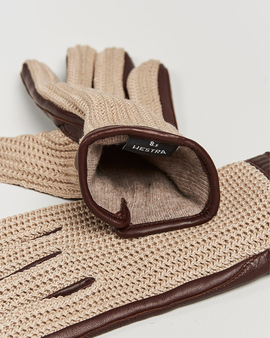 Hombres | Business & Beyond | Hestra | Adam Crochet Wool Lined Glove Chestnut/Beige