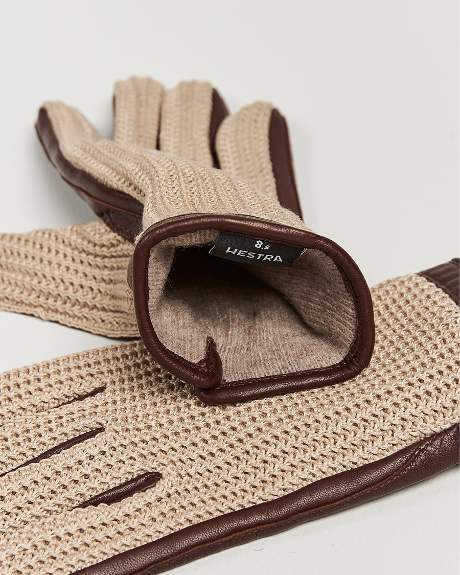 Hombres | Guantes | Hestra | Adam Crochet Wool Lined Glove Chestnut/Beige