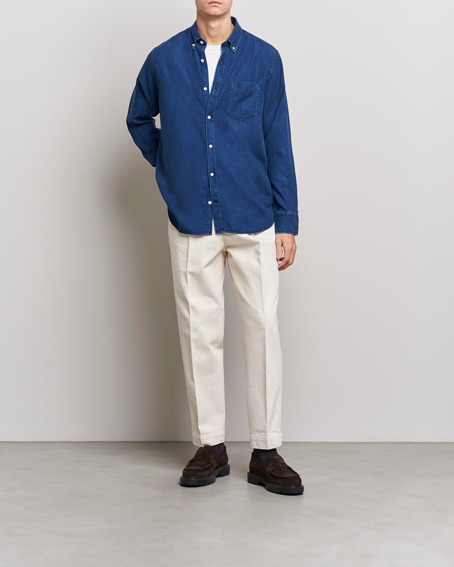 Hombres | Camisas | NN07 | Levon Tencel Denim Shirt Dark Indigo