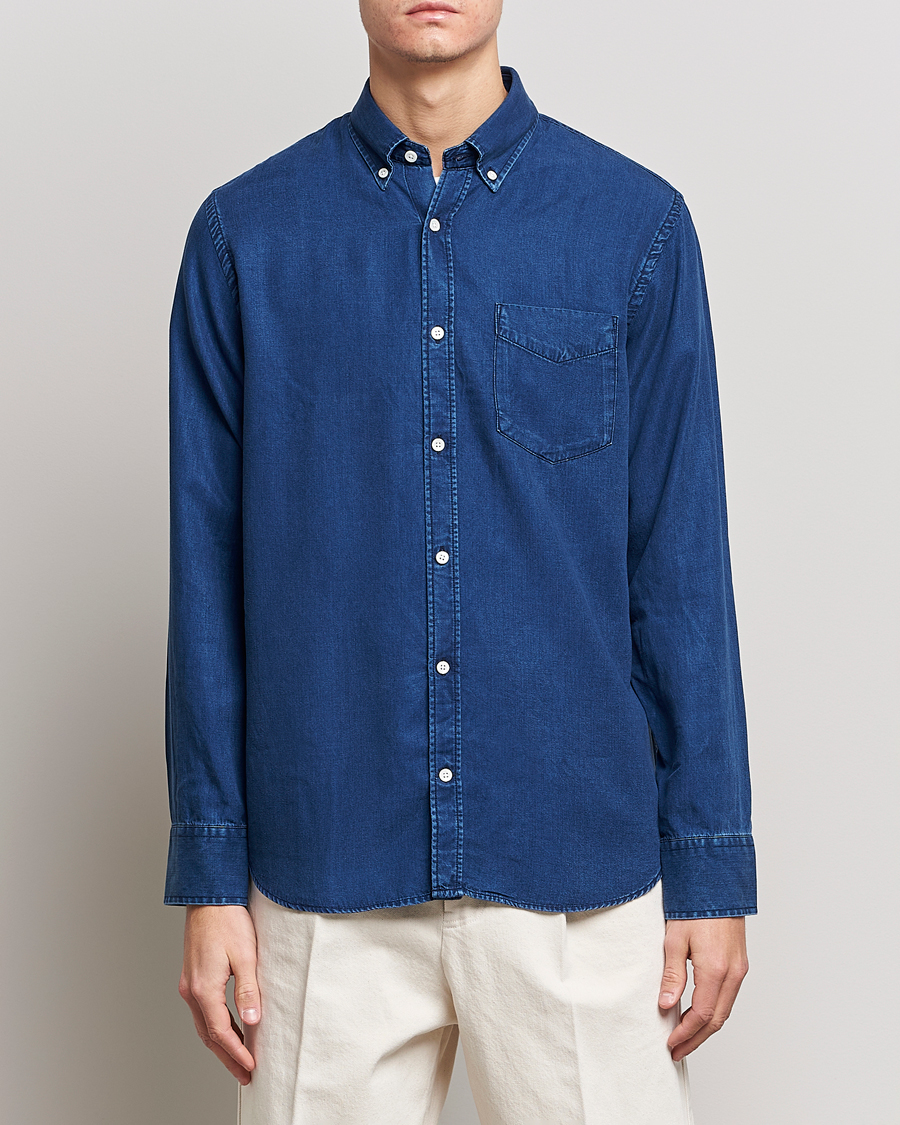 Hombres | Camisas | NN07 | Levon Tencel Denim Shirt Dark Indigo