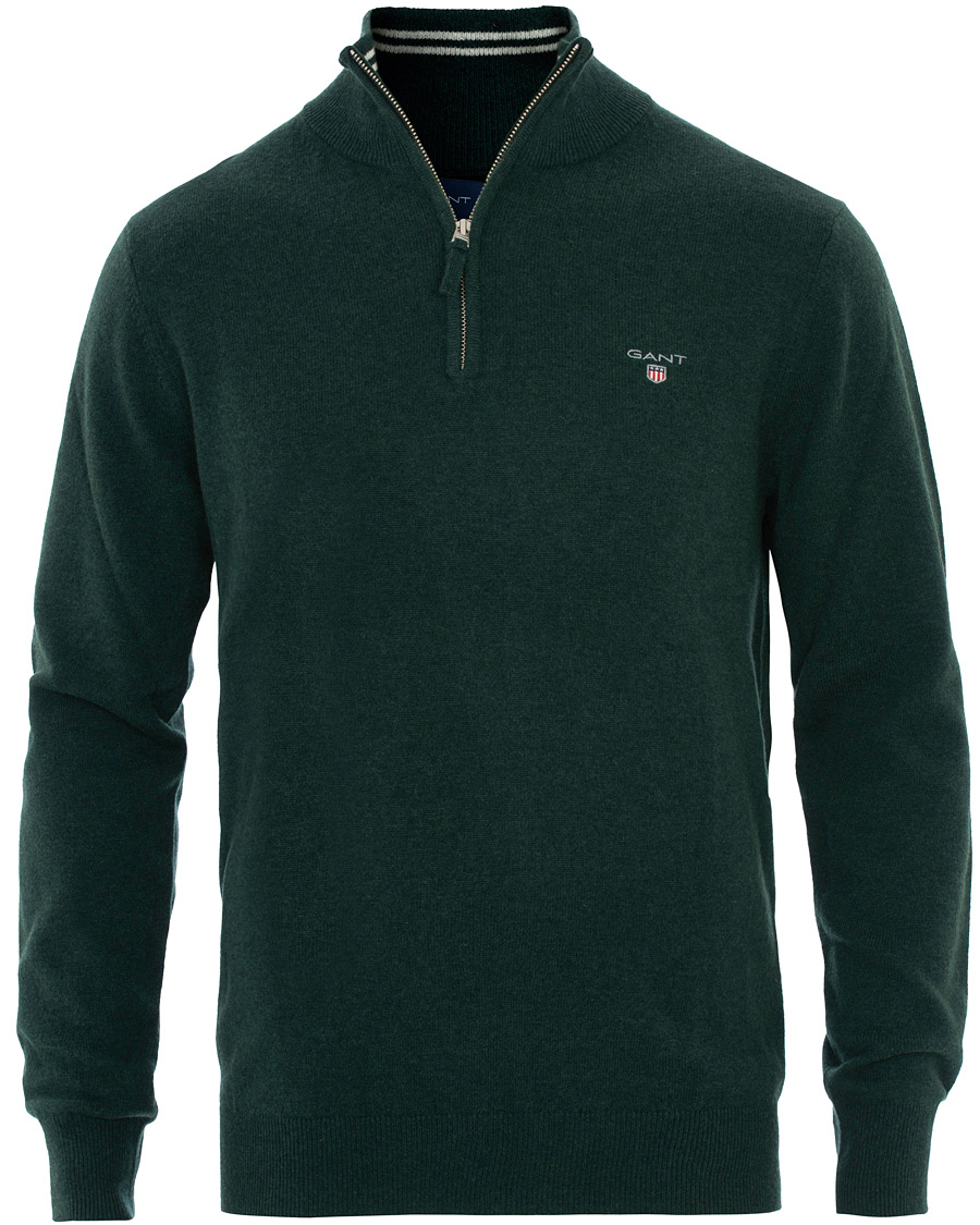 Hombres | Jerséis y prendas de punto | Gant | Lambswool Half Zip Tartan Green