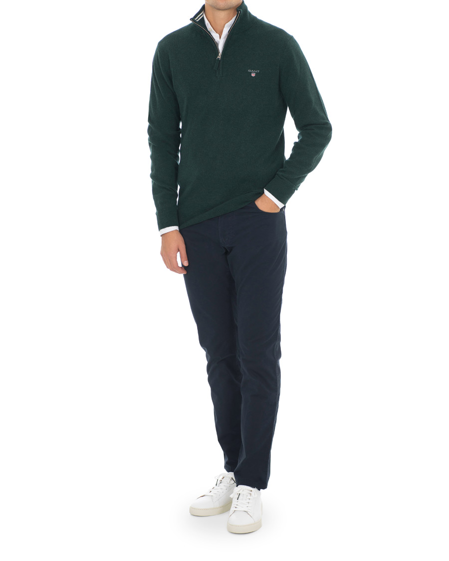 Hombres | Jerséis y prendas de punto | Gant | Lambswool Half Zip Tartan Green