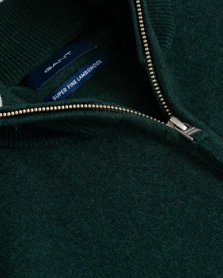Hombres | Jerséis y prendas de punto | Gant | Lambswool Half Zip Tartan Green