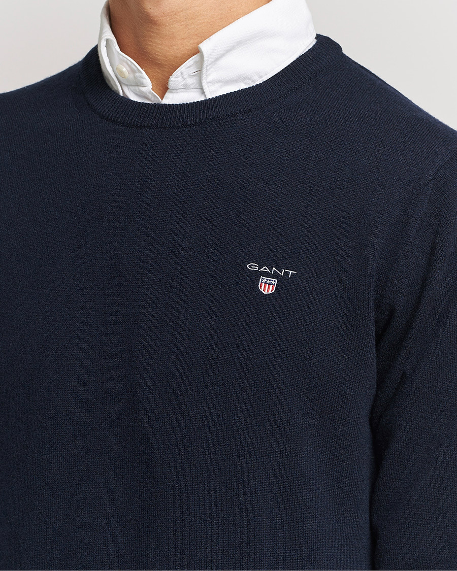 Hombres | Jerséis y prendas de punto | GANT | Lambswool Crew Neck Pullover Marine