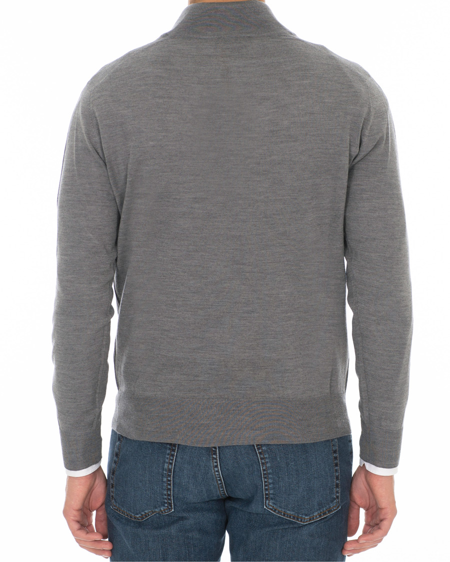 Hombres | Jerséis y prendas de punto | Canali | Merino Wool Half Zip Sweater Grey Melange