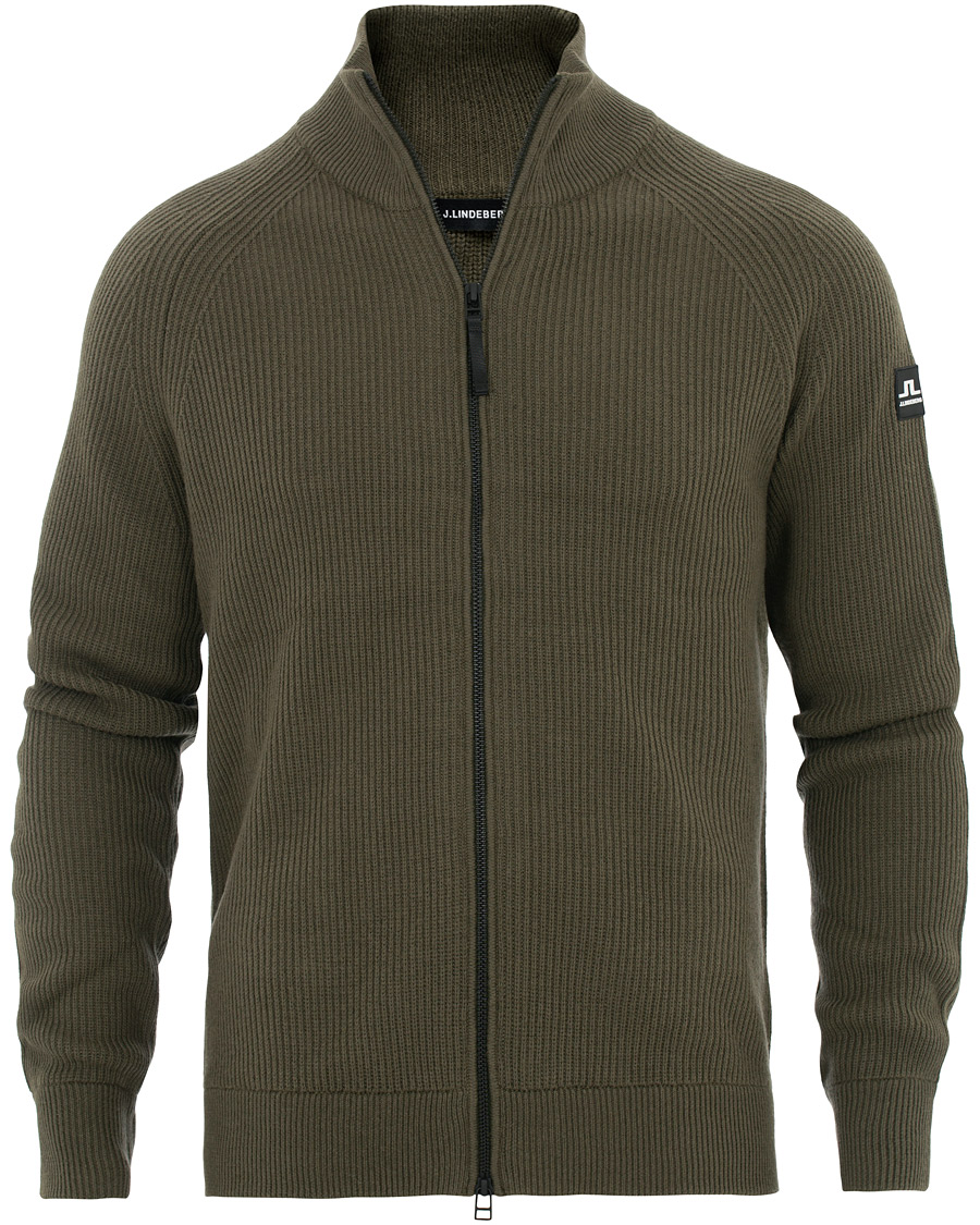 Hombres | Jerséis y prendas de punto | J.Lindeberg | Carlo Cotton/Wool Full Zip Green