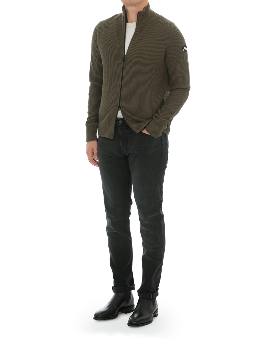Hombres | Jerséis y prendas de punto | J.Lindeberg | Carlo Cotton/Wool Full Zip Green