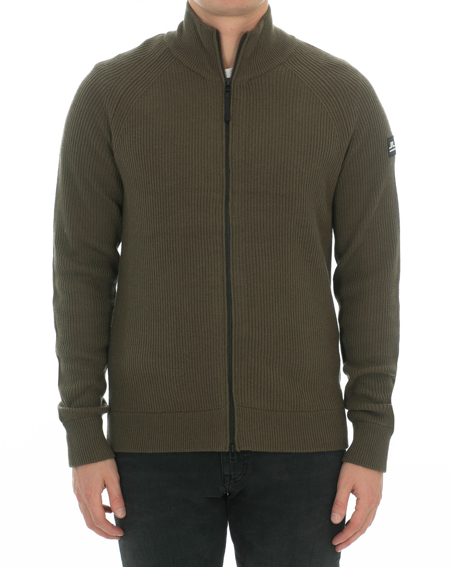 Hombres | Jerséis y prendas de punto | J.Lindeberg | Carlo Cotton/Wool Full Zip Green