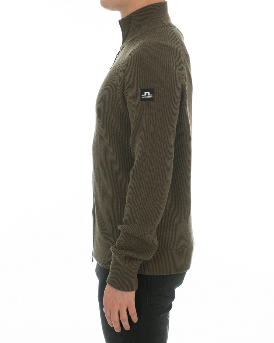 Hombres | Jerséis y prendas de punto | J.Lindeberg | Carlo Cotton/Wool Full Zip Green