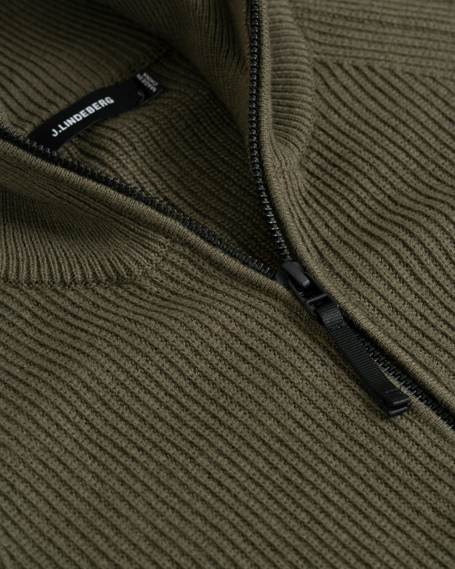 Hombres | Jerséis y prendas de punto | J.Lindeberg | Carlo Cotton/Wool Full Zip Green