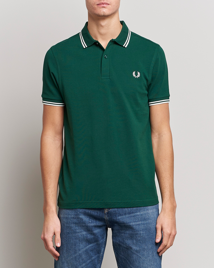 Hombres | Camisas polo de manga corta | Fred Perry | Twin Tipped Polo Shirt Ivy/Snow White